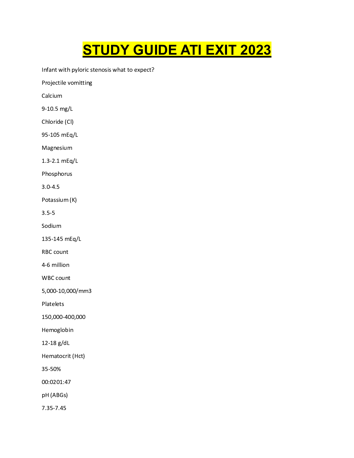 Preview image for STUDY GUIDE ATI EXIT 2023